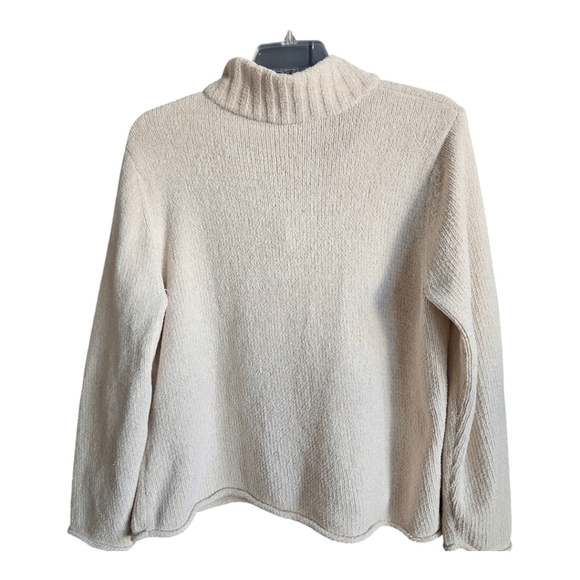 J. JILL Women's Mock Neck 1/4 Zip Pullover Sweater Light Tan Cream Sz XL - Picture 3 of 9